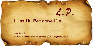 Lustik Petronella névjegykártya